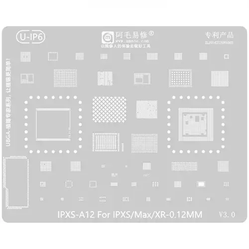 Replacement for AMAOE U-IP6/IPXS A12 0.12MM REWORK STENCIL - Quality Phone Parts in Sri Lanka
